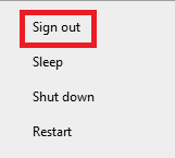 Çıkış yap'a tıklayın. Windows 10'da Çalışmayan Dosya Gezgini Koyu Temasını Düzeltme