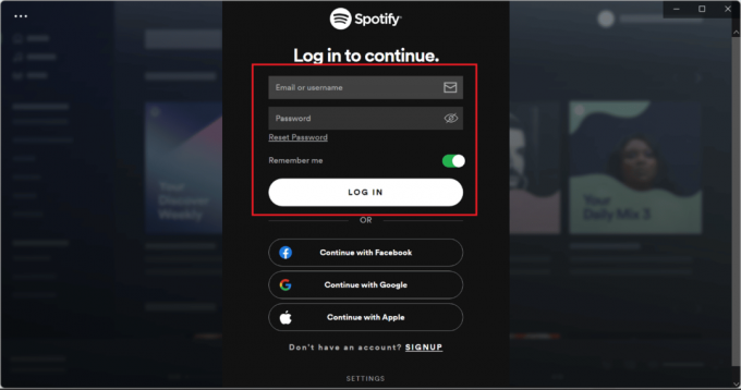 Opțiunea de conectare la Spotify