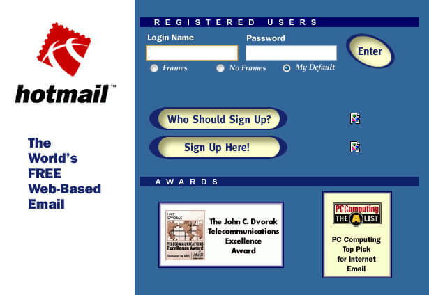 HOTMAIL 1997 e-mailservice
