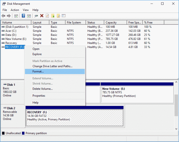 Formátovat disk nebo jednotku ve Správě disků. Opravte chybu instalačního programu Star Citizen ve Windows 10