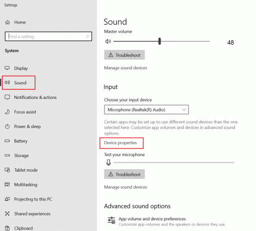 натисніть меню «Звук», а потім виберіть «Властивості пристрою» в розділі «Вхід». Як вимкнути мікрофон у Windows 10