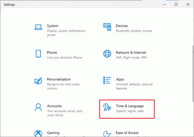 Acum, faceți clic pe Time Language. Remediați eroarea Windows Store 0x80072f05