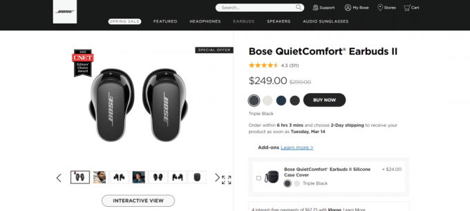 Bose QuietComfort ხმაურის ამწევი ყურსასმენები II