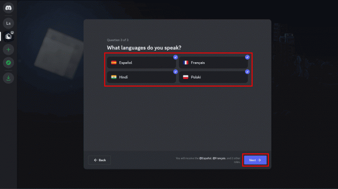 Vælg de sprog, du kender, og klik derefter på Næste.