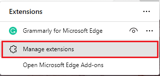 Jetzt werden alle Ihre hinzugefügten Erweiterungen auf dem Bildschirm angezeigt. Klicken Sie auf Erweiterungen verwalten. Beheben Sie ERR NETWORK CHANGED in Windows 10