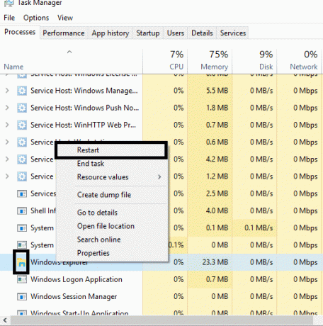 Clique com o botão direito no Windows Explorer e selecione Reiniciar | Corrigir Alt + Tab não funcionando