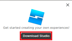 clique no Download Studio para obter o software de criação de jogos Roblox