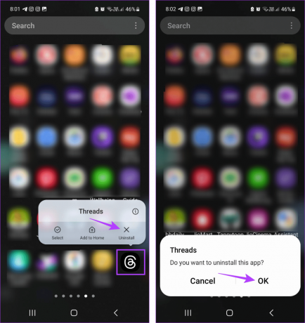 Деинсталирајте Тхреадс на Андроид-у