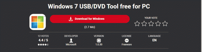 página de download da ferramenta usb do windows 7