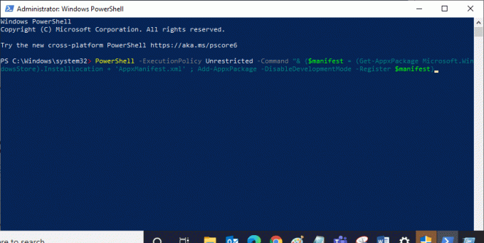 ตอนนี้ วางบรรทัดคำสั่งใน Windows PowerShell แล้วกด Enter