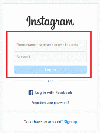 Zaloguj się do swojego konta na Instagramie przy użyciu danych logowania