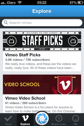 Vimeo 탐색