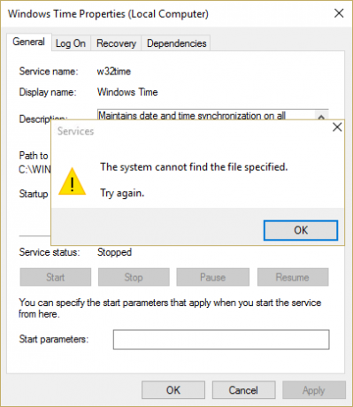 Виправити службу Windows Time не запускається автоматично