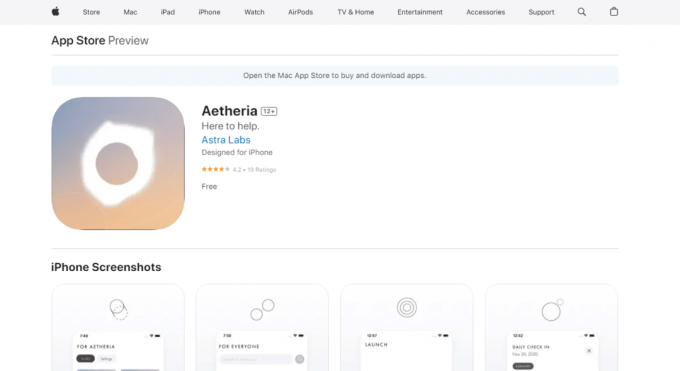 Aetheria på Apple Store