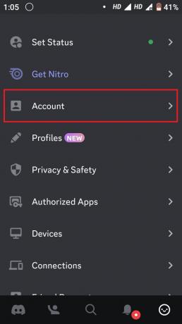 Kliknite na Account | Kako promijeniti svoje korisničko ime na Discord Mobile