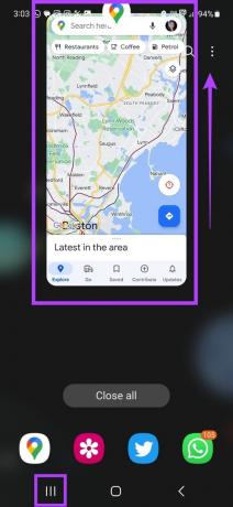 Утримуйте додаток Карти Google і проведіть пальцем угору