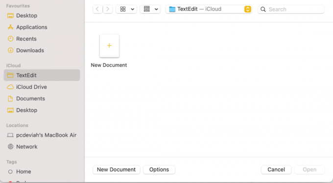 U TextEditu odaberite Novi dokument |Kako stvoriti tekstualnu datoteku na Macu