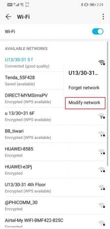 Kliknite na opciju Modify Network