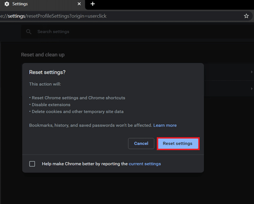 Potvrdite svoju radnju klikom na gumb Reset Settings. Kako popraviti PDF-ove koji se ne otvaraju u Chromeu