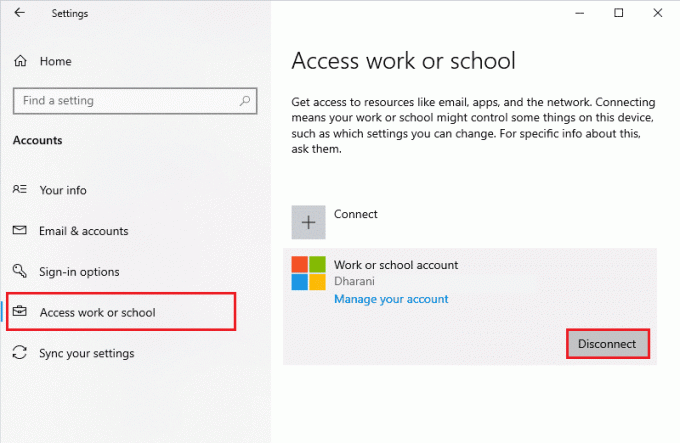 Pasirinkite Prieiga prie darbo arba mokyklos. Ištaisykite „Microsoft Teams“ klaidos kodą caa70004