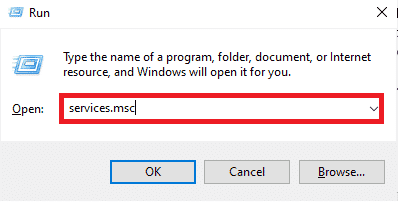 skriv services.msc och tryck på Enter. Fixa Witcher 3-krasch på Windows 10