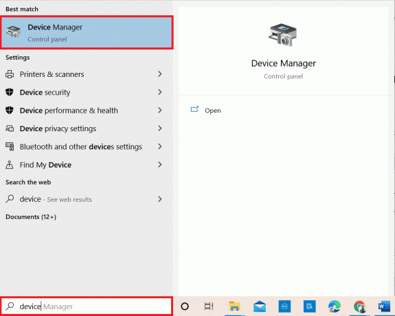 Skriv Enhetshanteraren i Windows 10-sökmenyn och öppna den