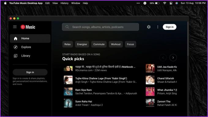 이제 Mac에 YouTube Music 데스크톱 앱이 설치되었습니다.
