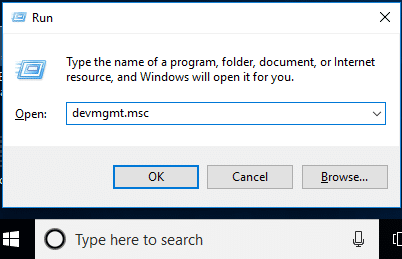 اضغط على Windows + R واكتب devmgmt.msc واضغط على Enter لفتح مدير الجهاز