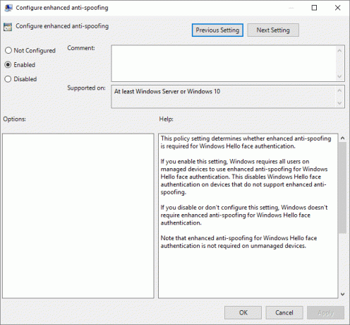 Lubage rühmapoliitika redaktoris täiustatud võltsimisvastane Windows Hello näoautentimine