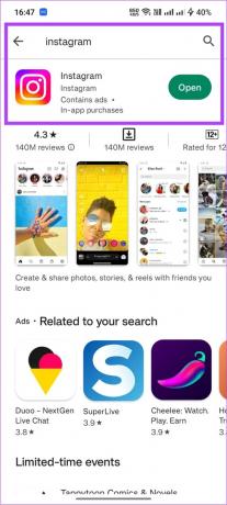 Play Store'da Instagram'ı açın. 