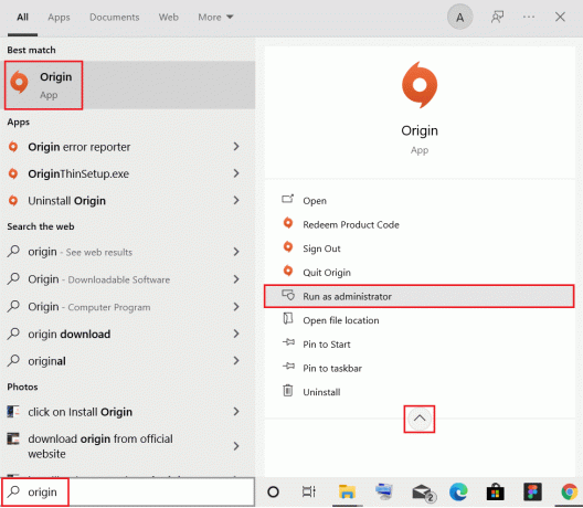 Öffnen Sie die Origin-App als Administrator über die Windows-Suchleiste. So beheben Sie den Origin-Fehler 327683:0