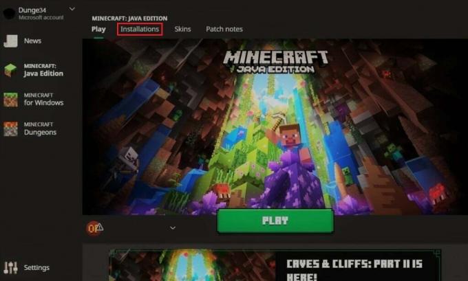 დააწკაპუნეთ ინსტალაციების ჩანართზე Minecraft Launcher-ში. შეასწორეთ Minecraft კავშირის დრო ამოიწურა დამატებითი ინფორმაციის შეცდომის გარეშე