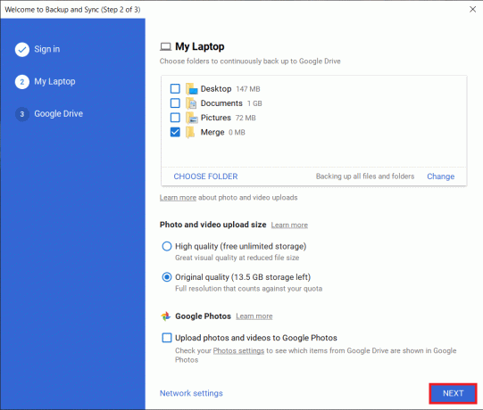 Haga clic en Siguiente para avanzar | Fusionar varias cuentas de Google Drive y Google Photos