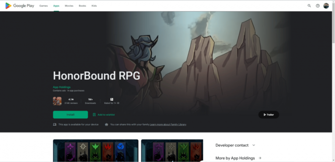 Strona internetowa sklepu RPG HonorBound