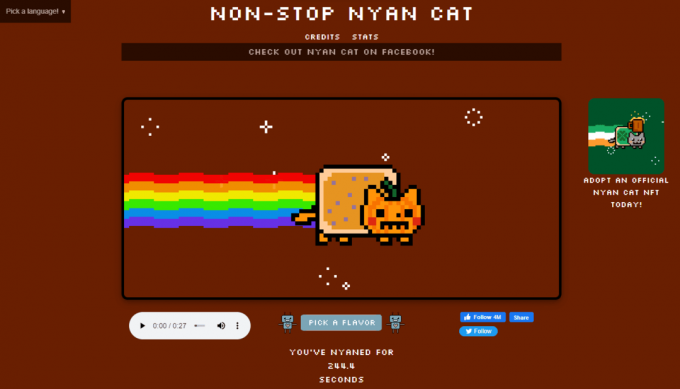 Nyan Cat | διασκεδαστικοί σύνδεσμοι για το βιογραφικό του instagram
