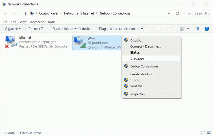 अपने वर्तमान सक्रिय वाईफाई पर राइट-क्लिक करें और डायग्नोज चुनें