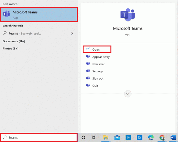กดปุ่ม Windows พิมพ์ Microsoft Teams แล้วเปิดใช้