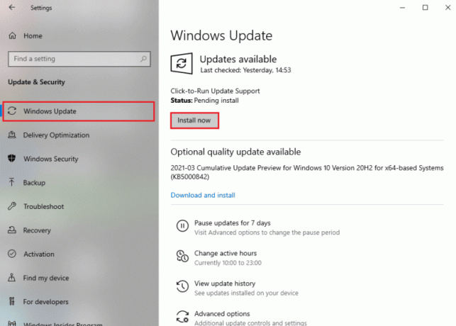 Sistem Güncellemesini yükleyin. Windows 10'da WHEA DAHİLİ HATASI'nı düzeltin