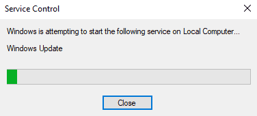आपको एक संकेत प्राप्त होगा कि विंडोज स्थानीय कंप्यूटर पर निम्नलिखित सेवा शुरू करने का प्रयास कर रहा है... 