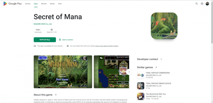 Secret of Mana Play მაღაზიის ვებსაიტი. საუკეთესო თამაშები, როგორიცაა Legend of Zelda Android-ისთვის