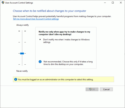 Mich nur benachrichtigen, wenn Apps versuchen, Änderungen an meinem Computer vorzunehmen (meinen Desktop nicht verdunkeln) So aktivieren Sie die Benutzerkontensteuerung in Windows-Systemen