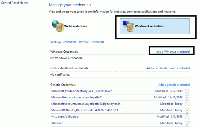 Klicka på Windows-referenser i rutan | Fixa Ange nätverksreferensfel på Windows 10