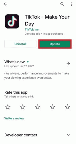 Πατήστε το κουμπί Ενημέρωση δίπλα στο TikTok