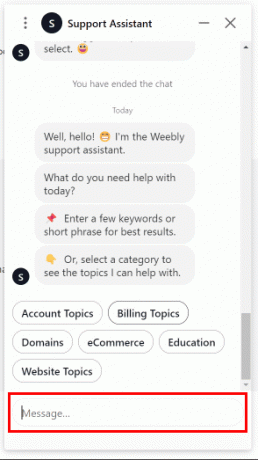 Upišite svoj upit u chat kako biste razgovarali s izvršnim direktorom za klijente | Kako izbrisati web stranicu Weebly