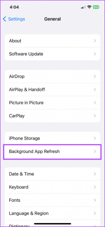 ზოგადად აირჩიეთ Background App Refresh 