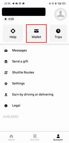 Tryck på kontoikonen i det nedre högra hörnet och tryck på Plånbok | Finns det något Uber Free Ride Hack?