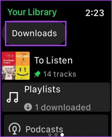 Нажмите «Загрузки» Spotify Apple Watch.