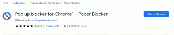 Poper Blocker v Internetovom obchode Chrome
