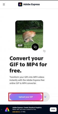 Dotaknite se gumba Naloži svoj GIF