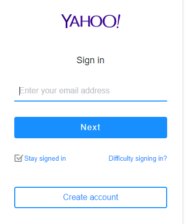 Чтобы использовать созданную учетную запись Yahoo, введите имя пользователя и пароль и нажмите кнопку входа.